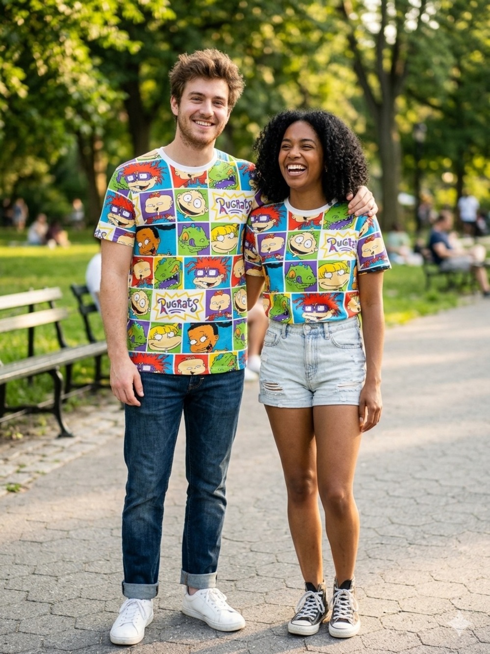 {Nickelodeon} Rugrats All-Over Cartoon Panel Unisex Tee